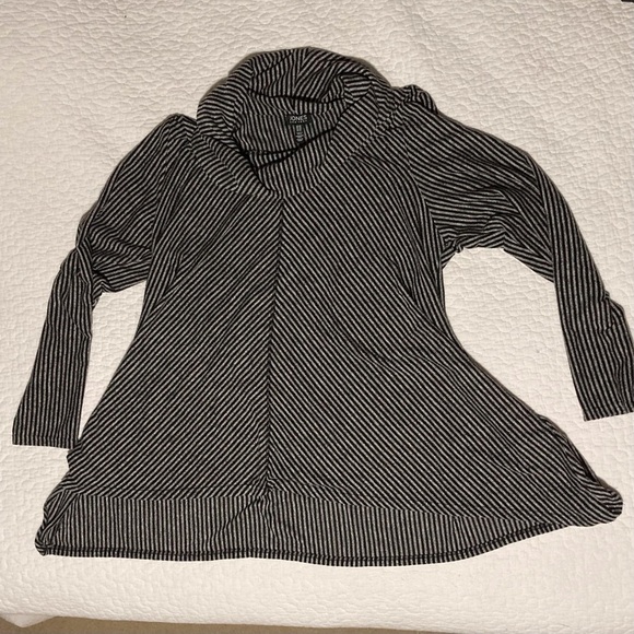 Jones New York Black & White Striped Tunic | Size 2X | Flare Hem | Cowl Neck - Picture 1 of 7